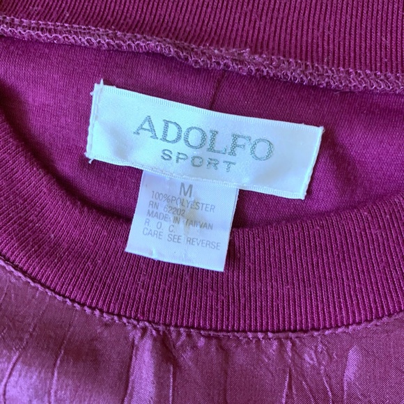 Vintage ADOLFO Sport Women's Shoulder Pads Dolman Sleeves 80s Style Pullover Top - Picture 2 of 10